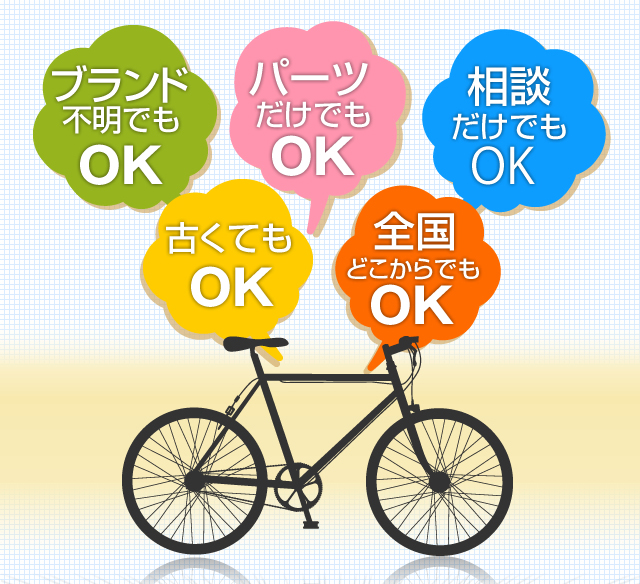 ブランド不明でもOK。パーツだけでもOK。相談だけでもOK。古くてもOK。全国どこからでもOK。