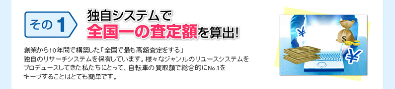 独自のシステムで全国一の査定額を算出！